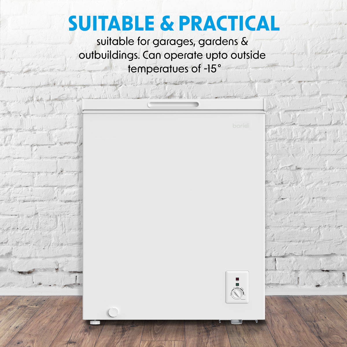 Baridi Freestanding Chest Freezer, 142L Capacity, White (DH120)