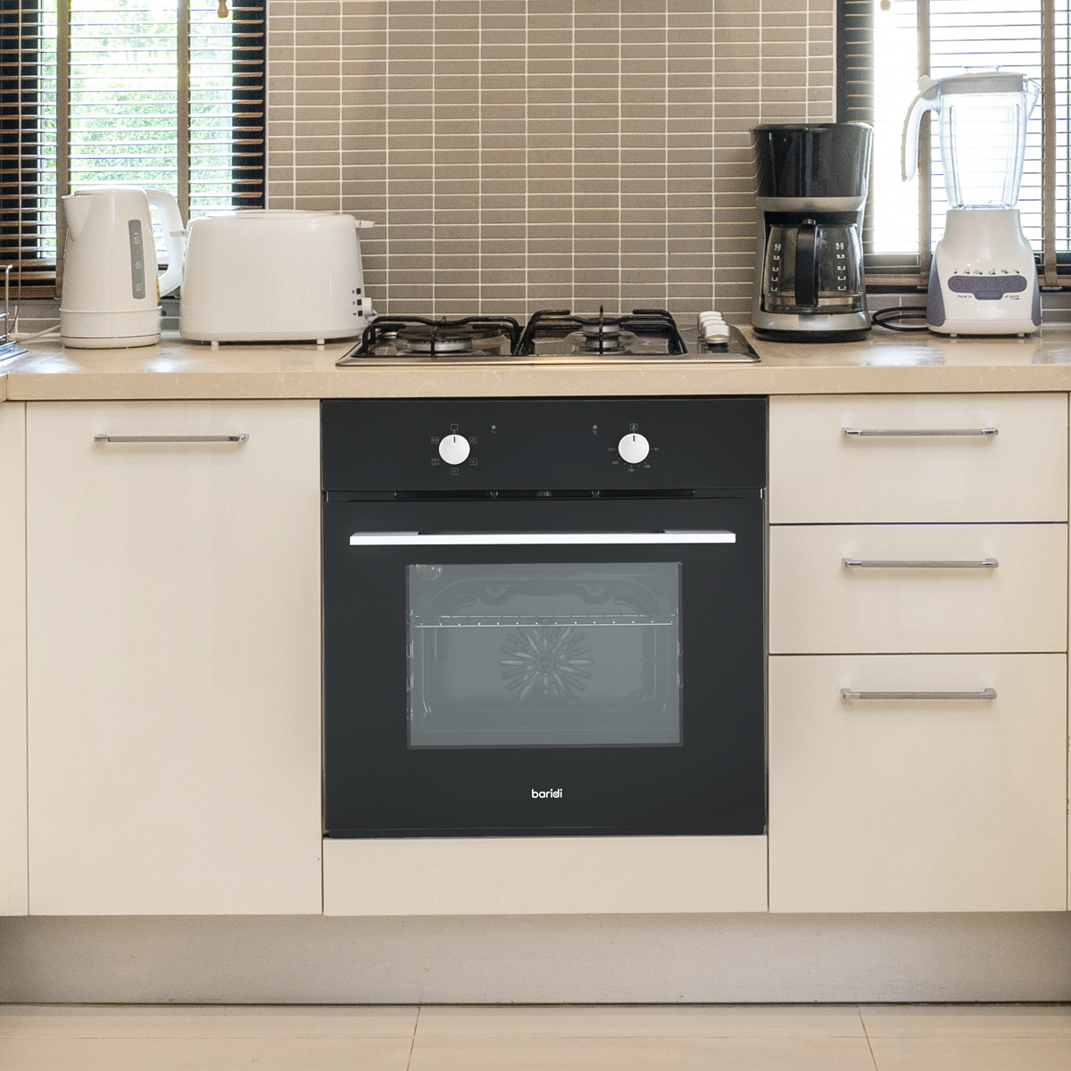 Baridi Built-in Fan-Assisted Oven 60cm, 55L Capacity, Black (DH124)