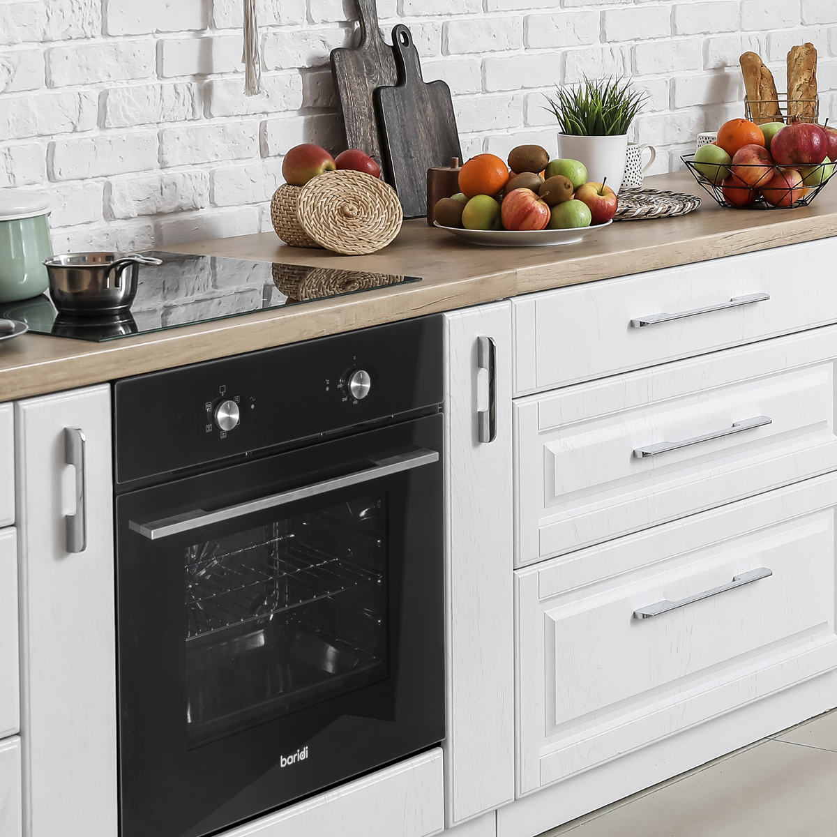 Baridi Built-in Fan-Assisted Oven 60cm, 55L Capacity, Black (DH124)