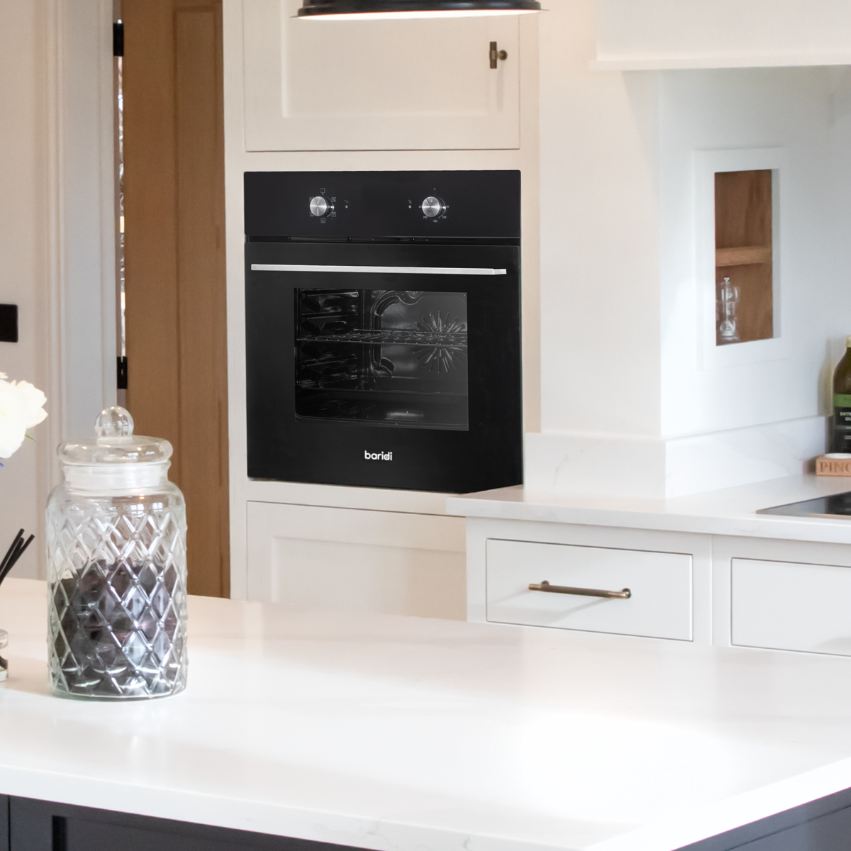 Baridi Built-in Fan-Assisted Oven 60cm, 55L Capacity, Black (DH124)