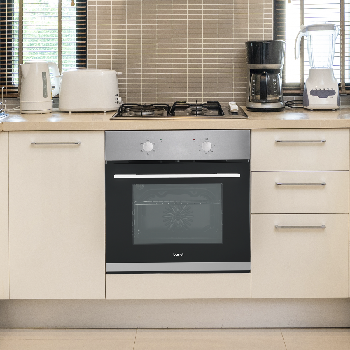 Baridi Built-in Fan-Assisted Oven 60cm, 55L Capacity, Stainless Steel (DH125)