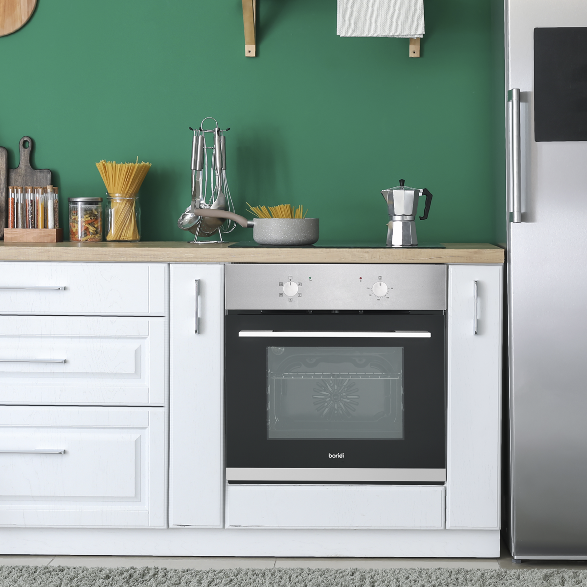 Baridi Built-in Fan-Assisted Oven 60cm, 55L Capacity, Stainless Steel (DH125)
