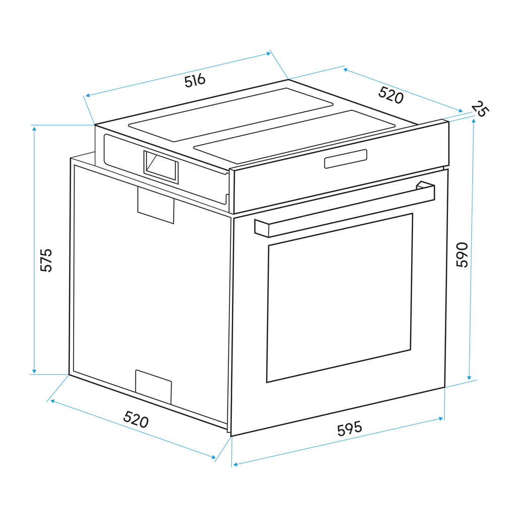 Baridi Built-in Fan-Assisted Oven 60cm, 55L Capacity, Stainless Steel (DH125)