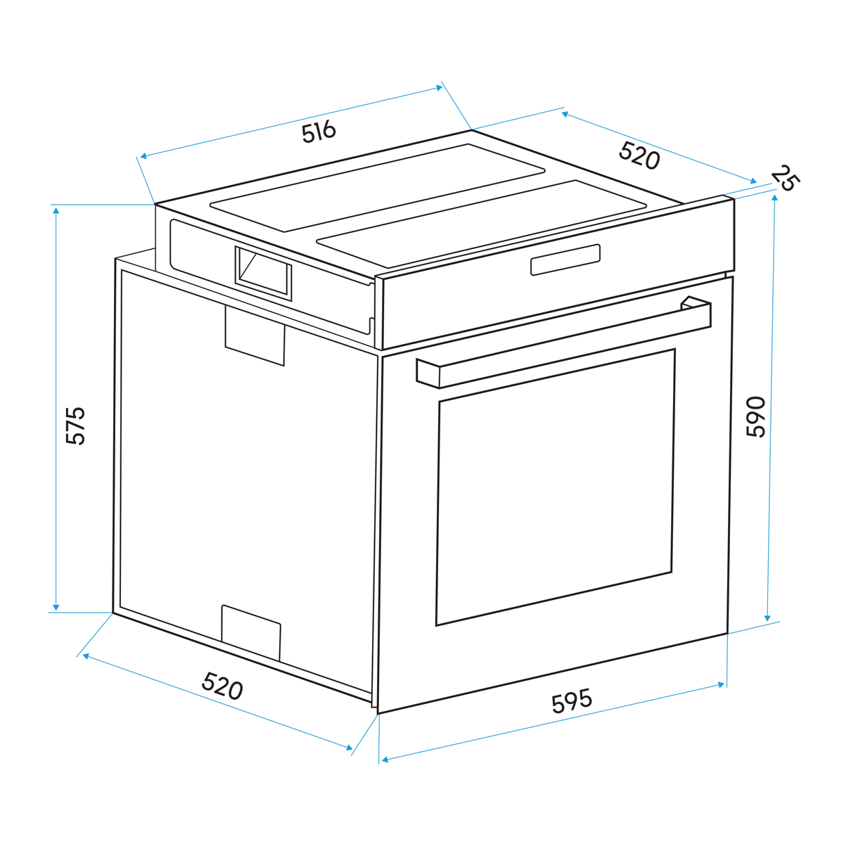 Baridi Built-in Fan-Assisted Oven 60cm, 55L Capacity, Stainless Steel (DH125)
