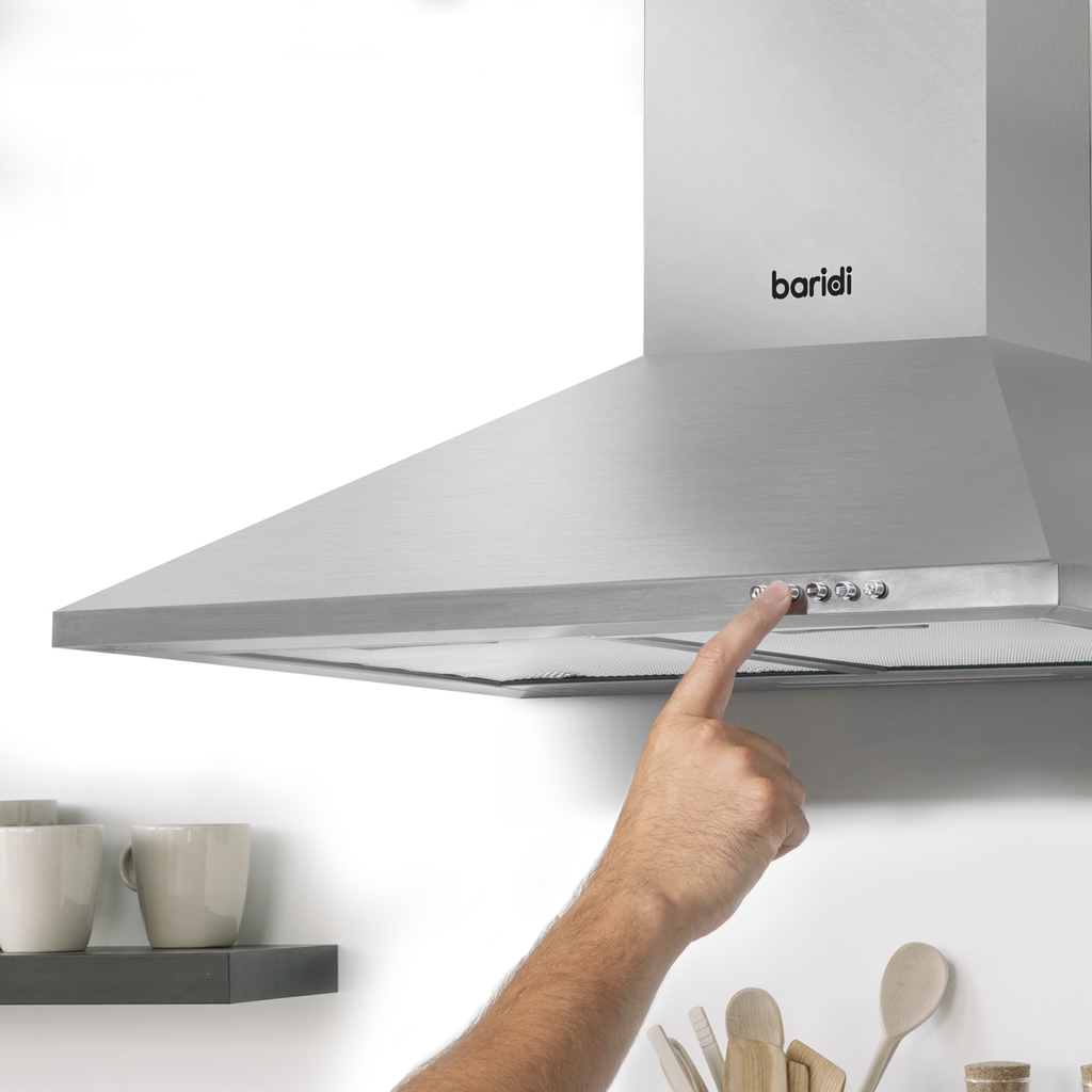 Baridi Chimney Style Cooker Hood with Filters 60cm, Stainless Steel (DH126)