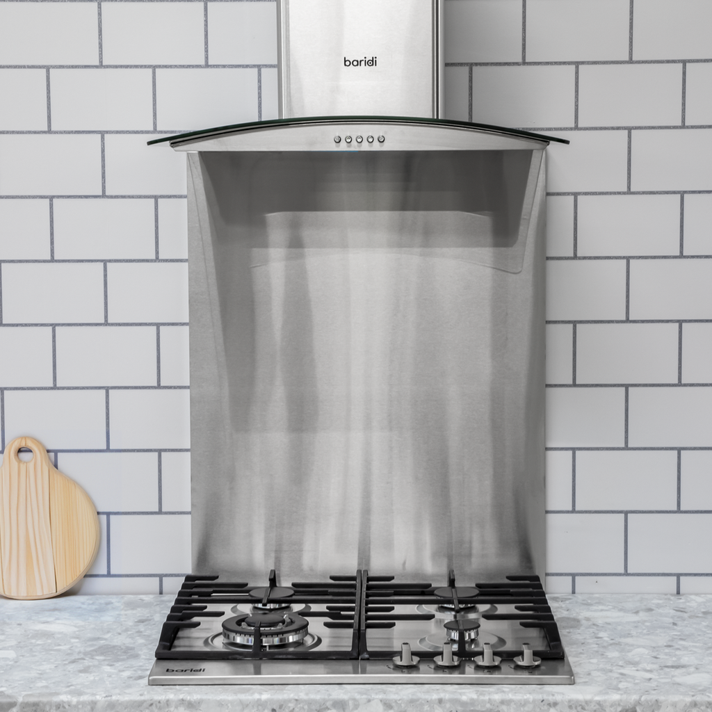 Baridi Curved Glass Cooker Hood with Filters 60cm, Stainless Steel (DH128)