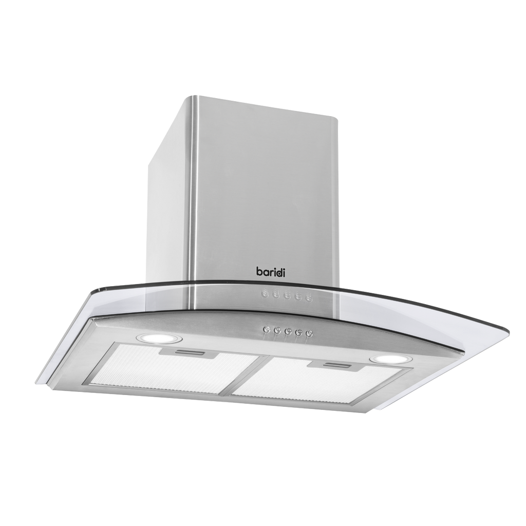 Baridi Curved Glass Cooker Hood with Filters 60cm, Stainless Steel (DH128)