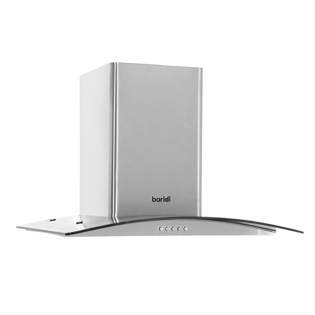 Baridi Curved Glass Cooker Hood with Filters 60cm, Stainless Steel (DH128)