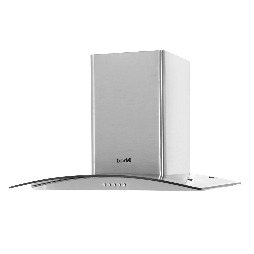 Baridi Curved Glass Cooker Hood with Filters 60cm, Stainless Steel (DH128)