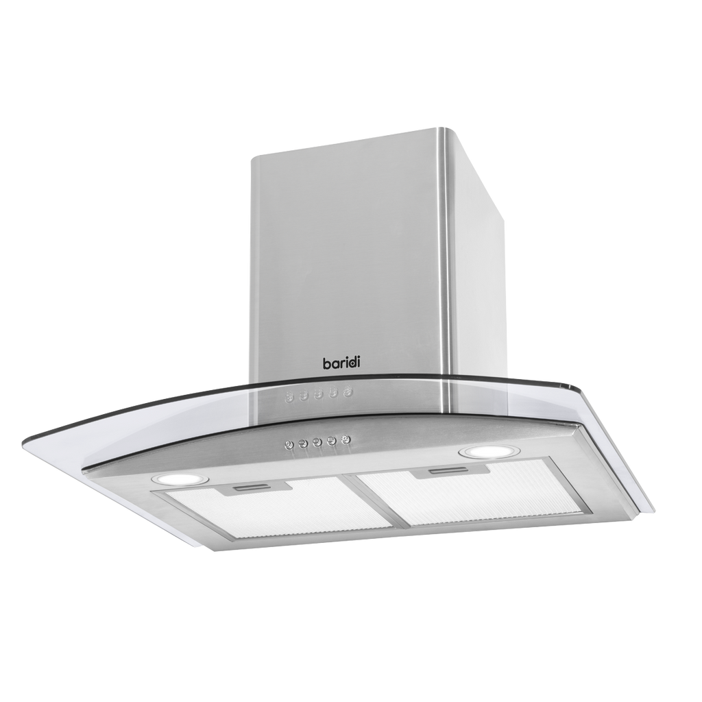 Baridi Curved Glass Cooker Hood with Filters 60cm, Stainless Steel (DH128)