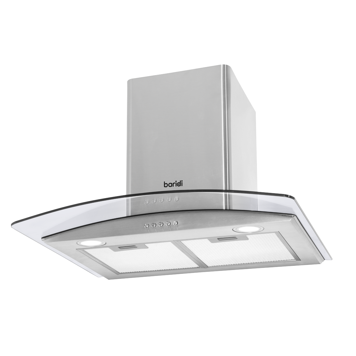 Baridi Curved Glass Cooker Hood with Filters 60cm, Stainless Steel (DH128)