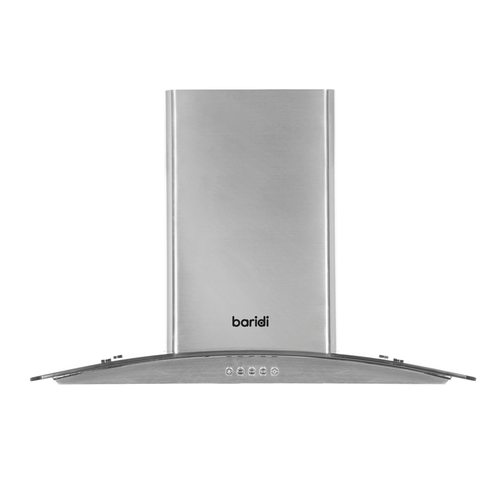 Baridi Curved Glass Cooker Hood with Filters 60cm, Stainless Steel (DH128)