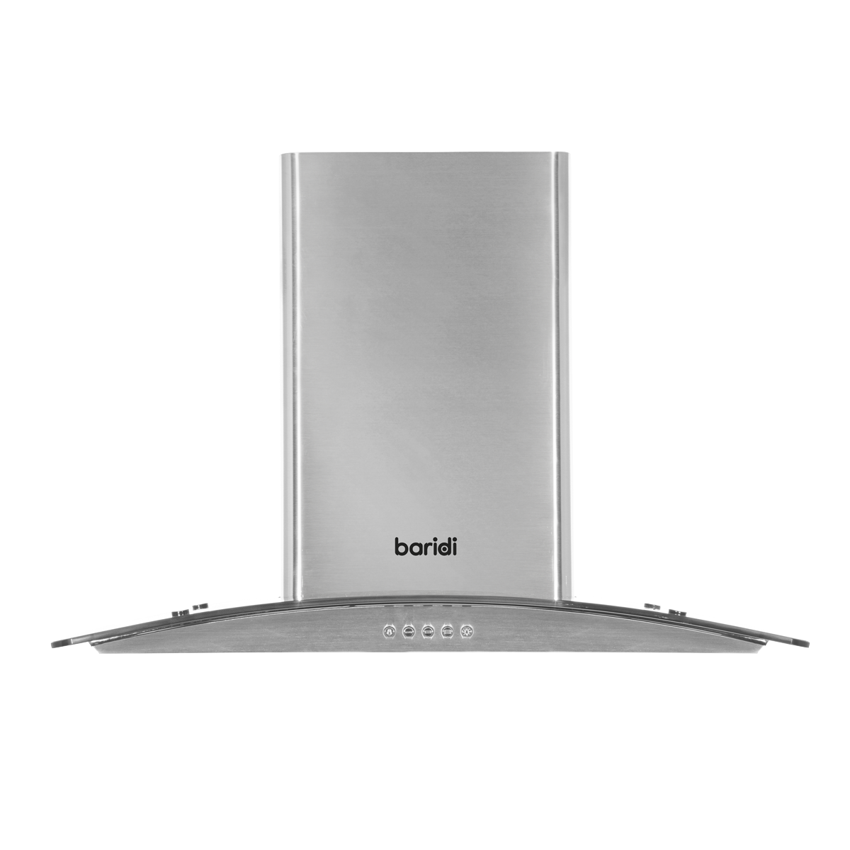 Baridi Curved Glass Cooker Hood with Carbon Filters & LED Lights 60cm - Stainless Steel
