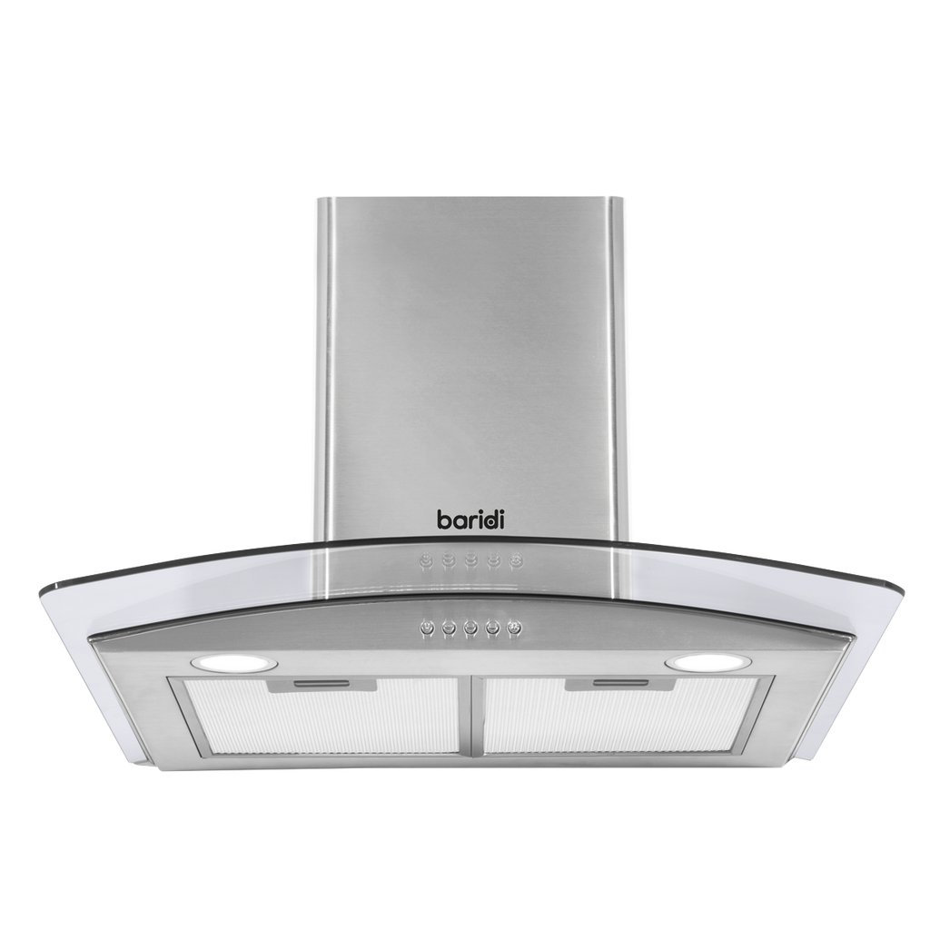 Baridi Curved Glass Cooker Hood with Filters 60cm, Stainless Steel (DH128)
