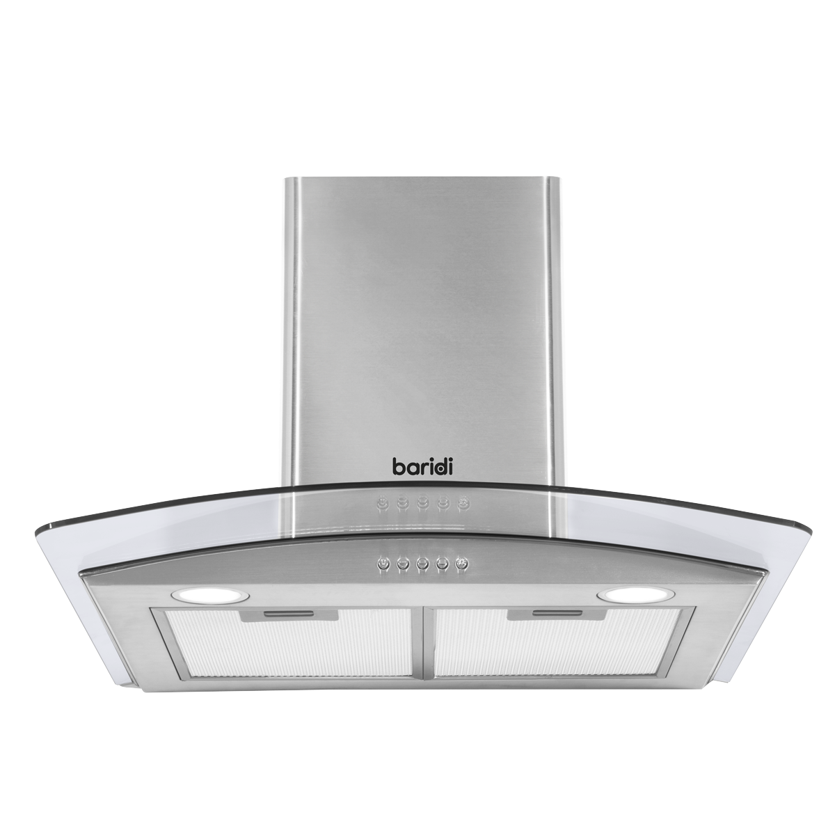 Baridi Curved Glass Cooker Hood with Filters 60cm, Stainless Steel (DH128)