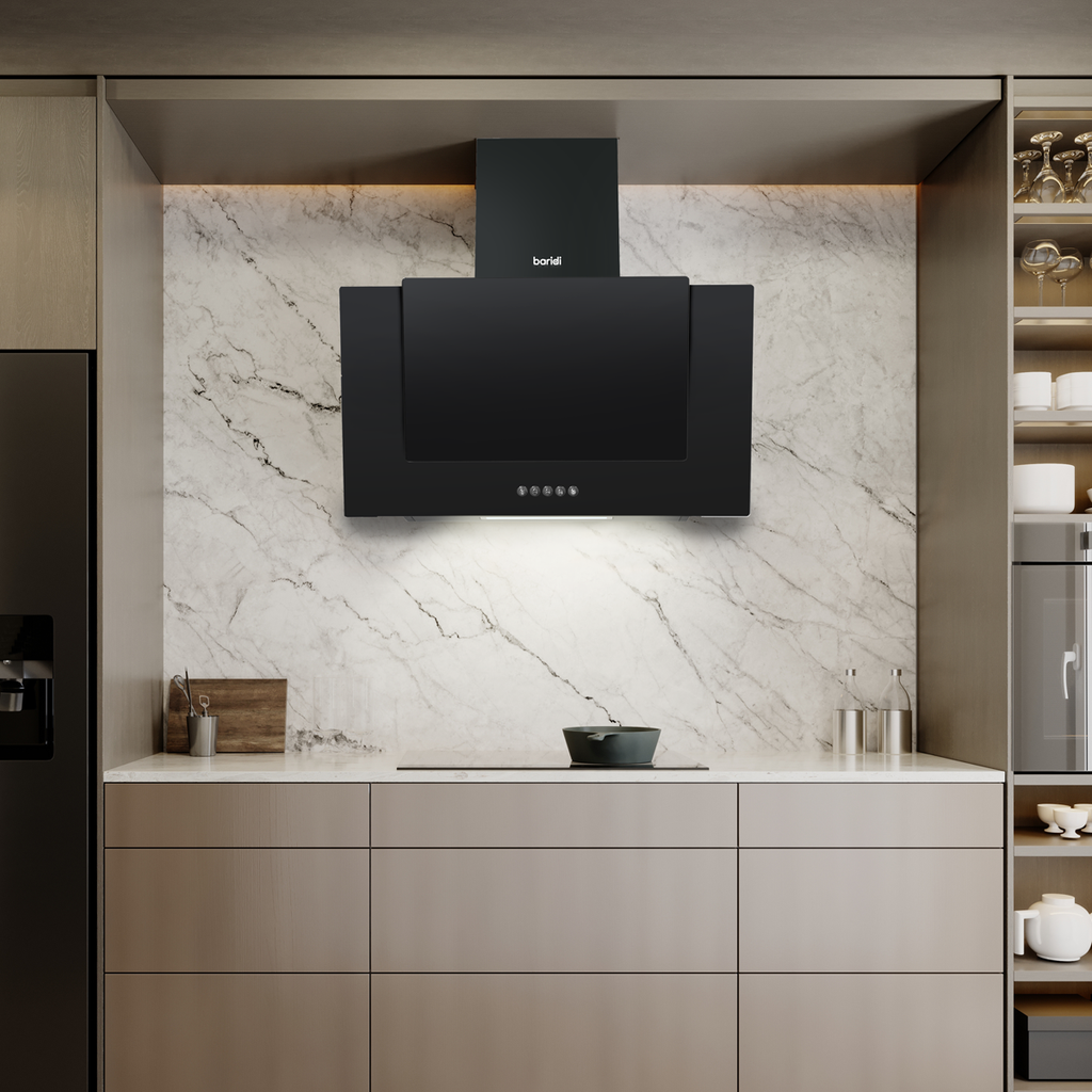 Baridi Angled Cooker Hood, Oven, Gas Hob & Splashback 60cm (DH391)