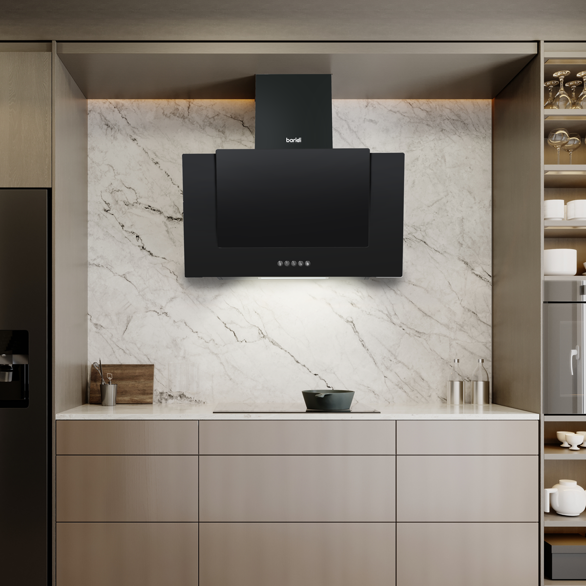 Baridi Angled Chimney Cooker Hood with Filters 60cm, Black (DH129) (Factory Refurbished A)