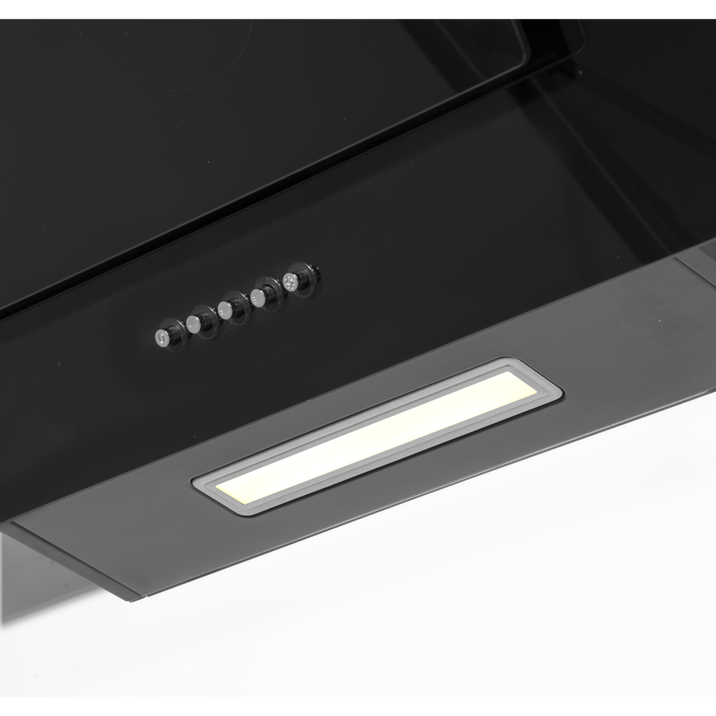 Baridi Angled Chimney Cooker Hood with Splashback 60cm, Black (DH210)