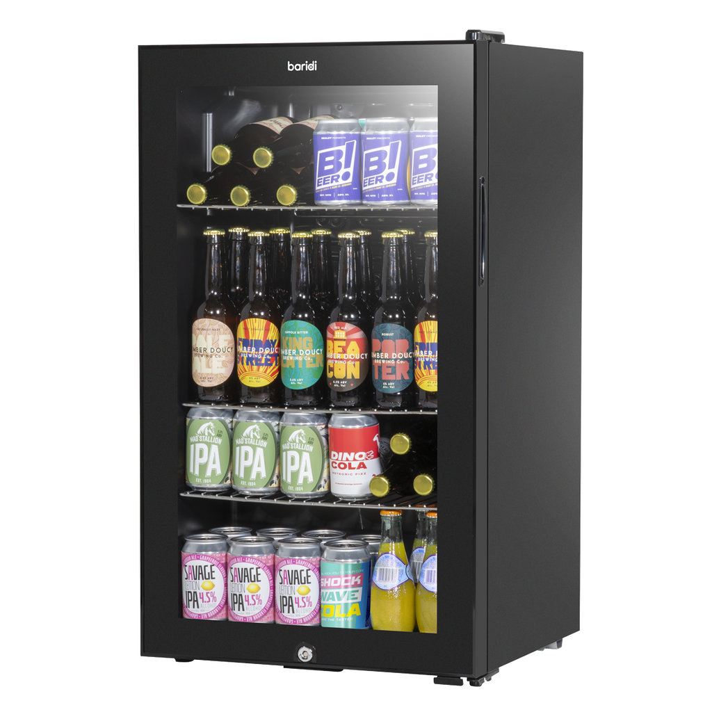 Baridi Drinks, Beer & Wine Fridge, 85L Capacity, Black (DH13) (Factory Refurbished B)