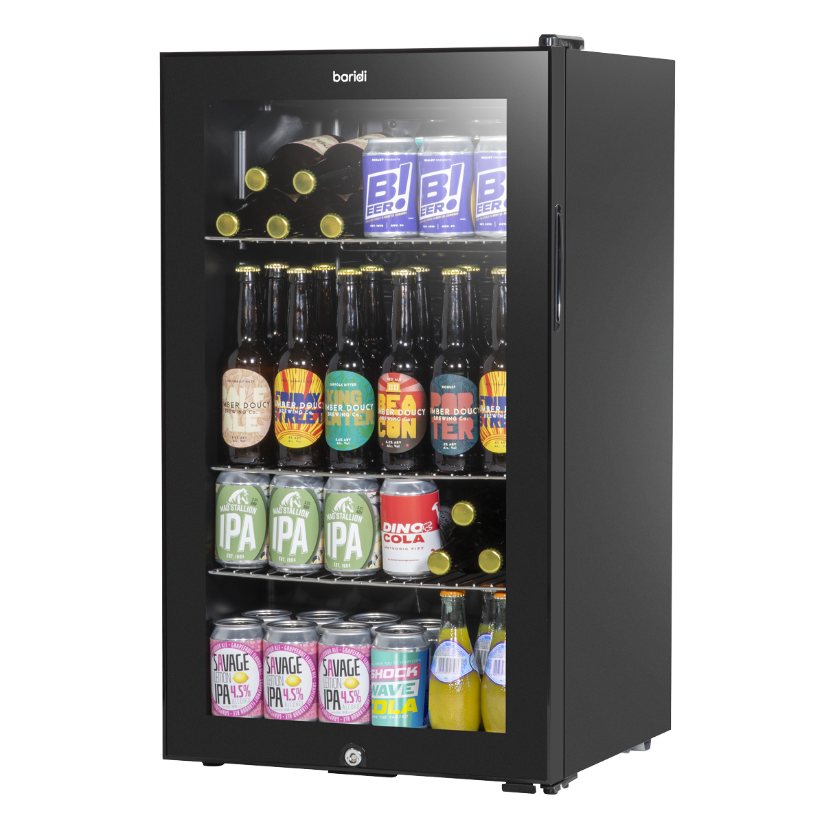 Baridi Drinks, Beer & Wine Fridge, 85L Capacity, Black (DH13) (Factory Refurbished B)