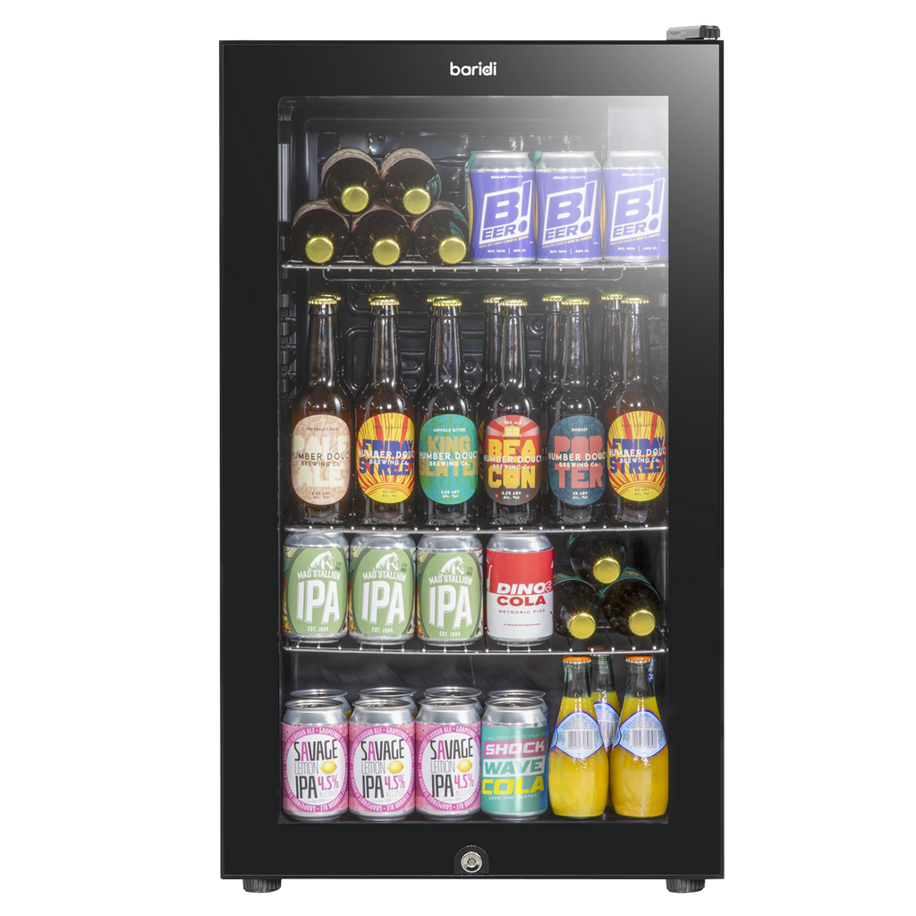 Baridi Drinks, Beer & Wine Fridge, 85L Capacity, Black (DH13) (Factory Refurbished B)