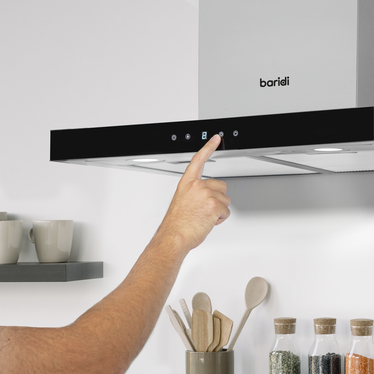 Baridi T-Shape Chimney Cooker Hood with Filters 60cm, Stainless Steel (DH130)
