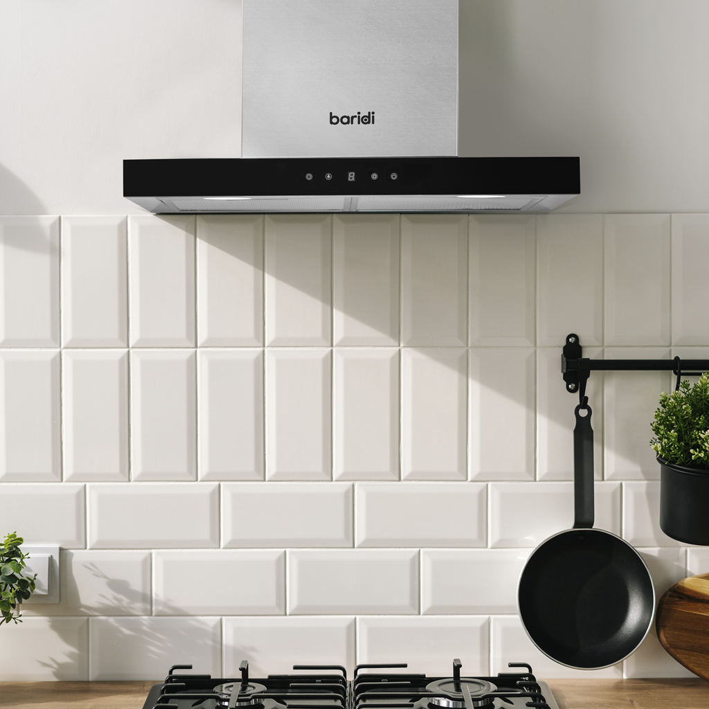 Baridi T-Shape Chimney Cooker Hood with Filters 60cm, Stainless Steel (DH130)
