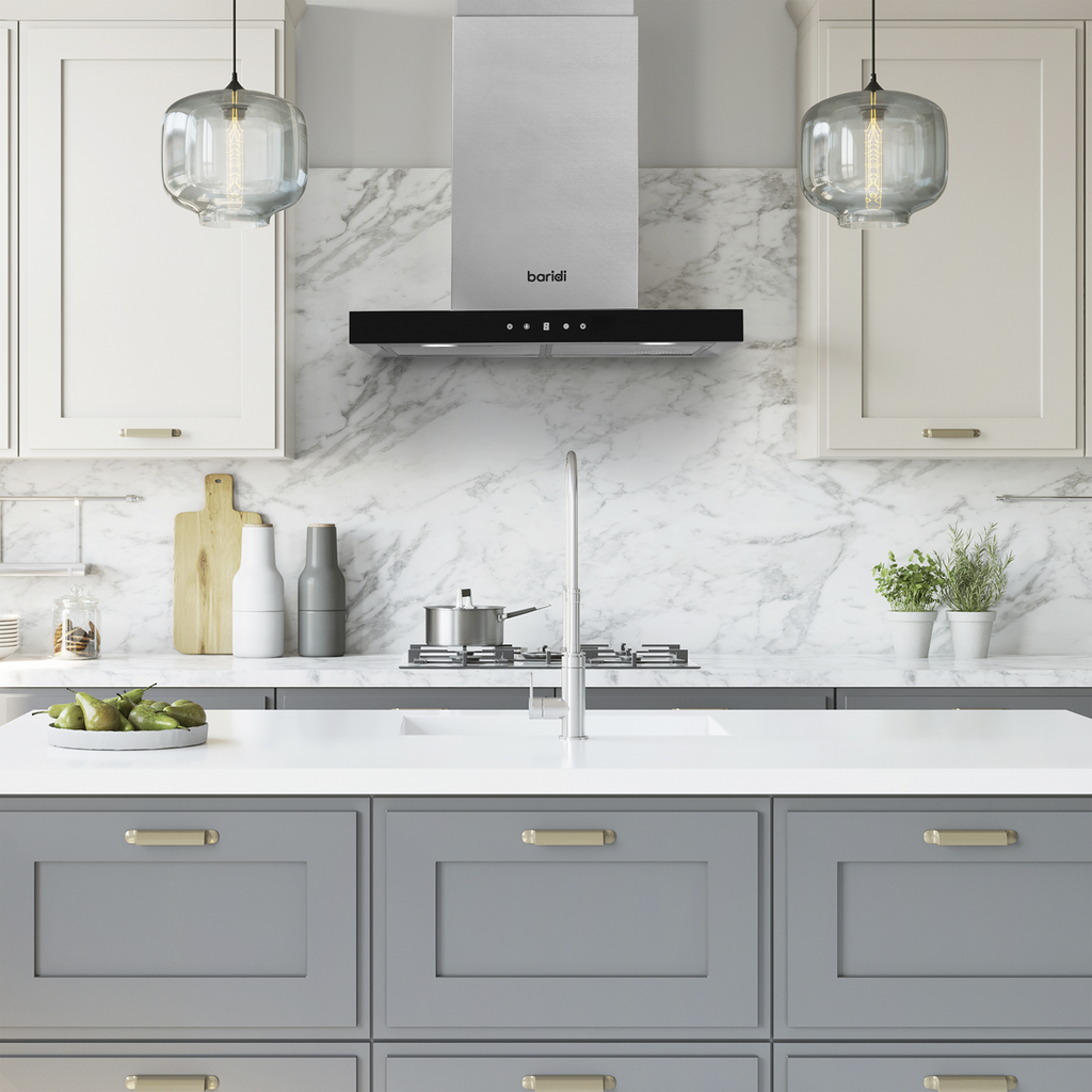 Baridi T-Shape Chimney Cooker Hood with Filters 60cm, Stainless Steel (DH130)