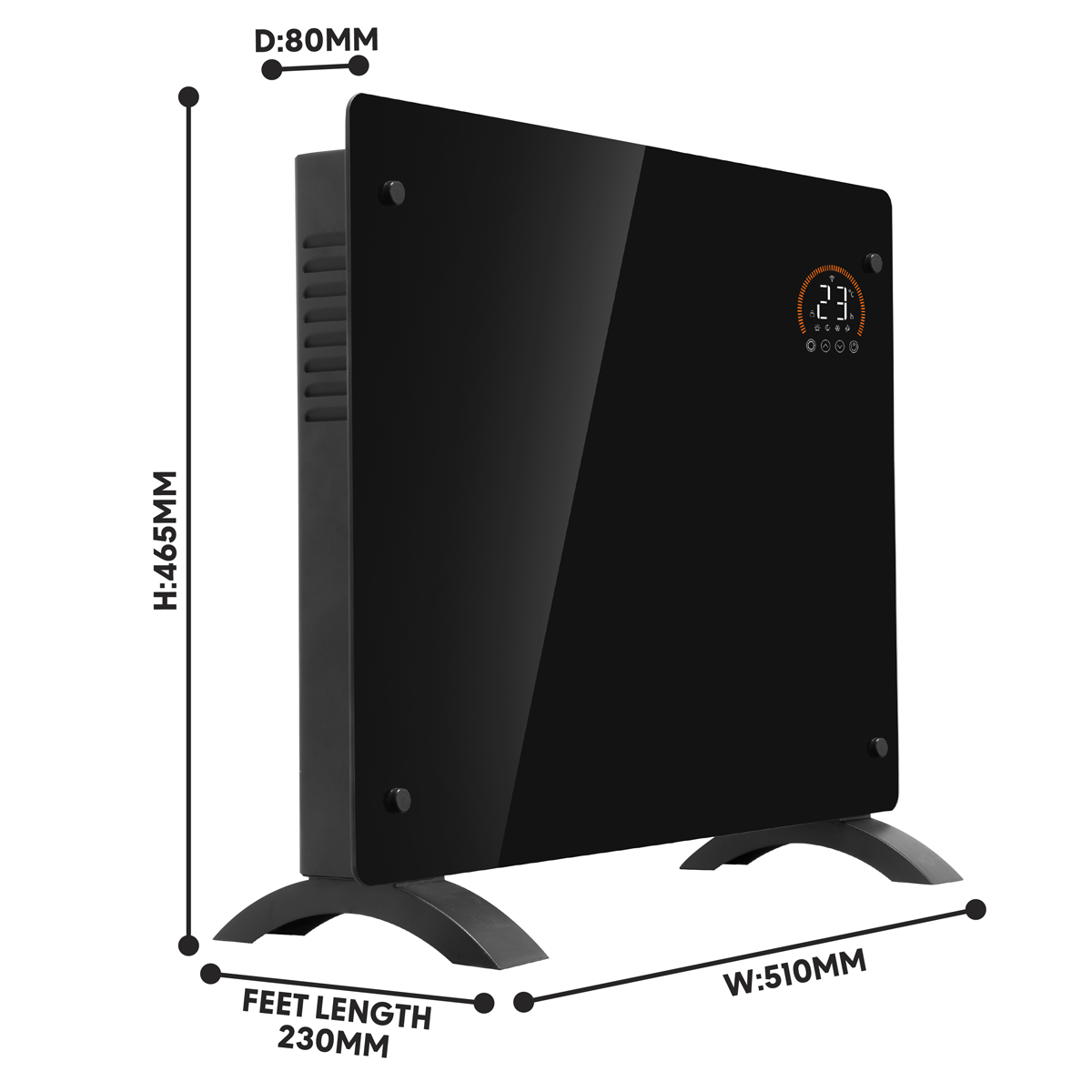Baridi Electric Glass Panel Heater, 1000W, 24/7 Timer, Wi-Fi Enabled, Black (DH135)