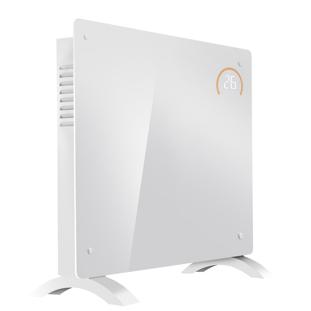 Baridi Electric Glass Panel Heater, 1000W, 24/7 Timer, Wi-Fi Enabled, White (DH136)