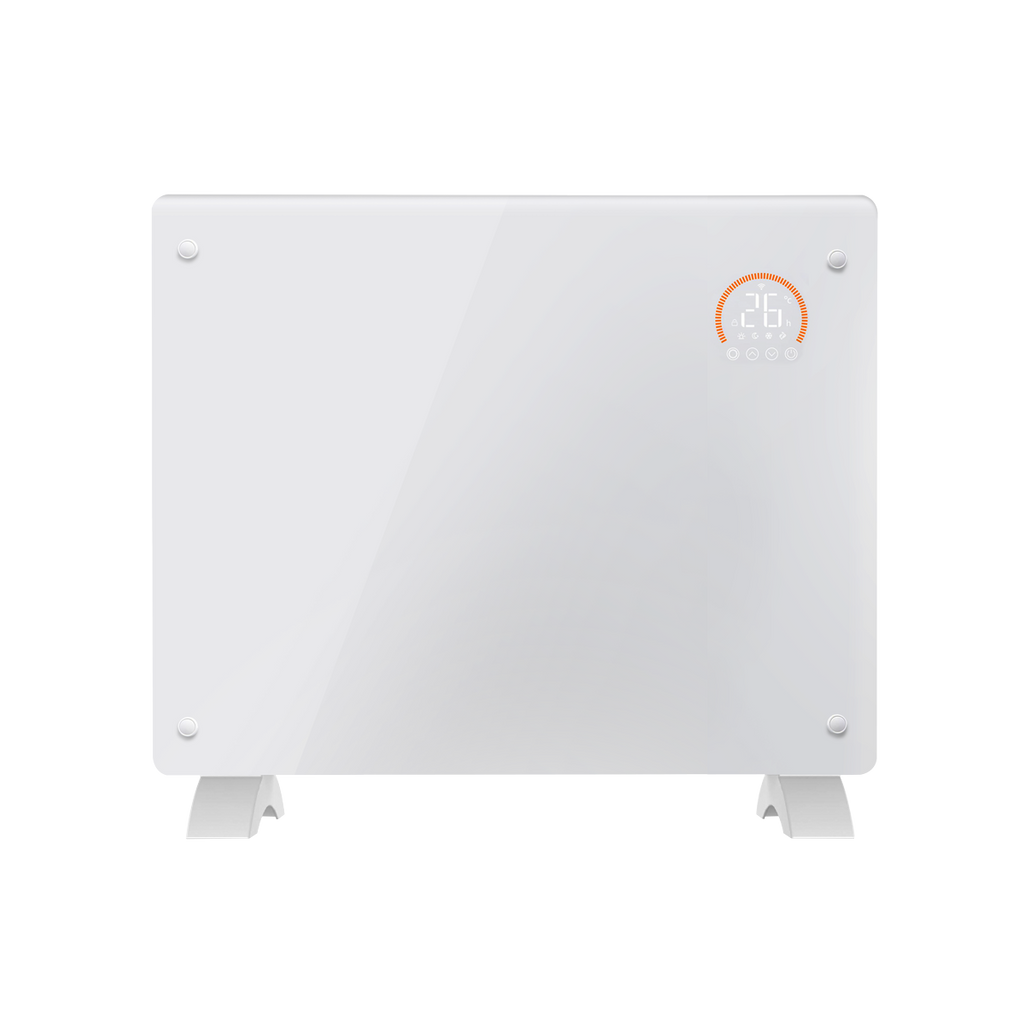 Baridi Electric Glass Panel Heater, 1000W, 24/7 Timer, Wi-Fi Enabled, White (DH136)