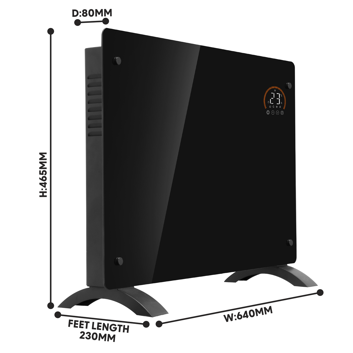 Baridi Electric Glass Panel Heater, 1500W, 24/7 Timer, Wi-Fi Enabled, Black (DH137)