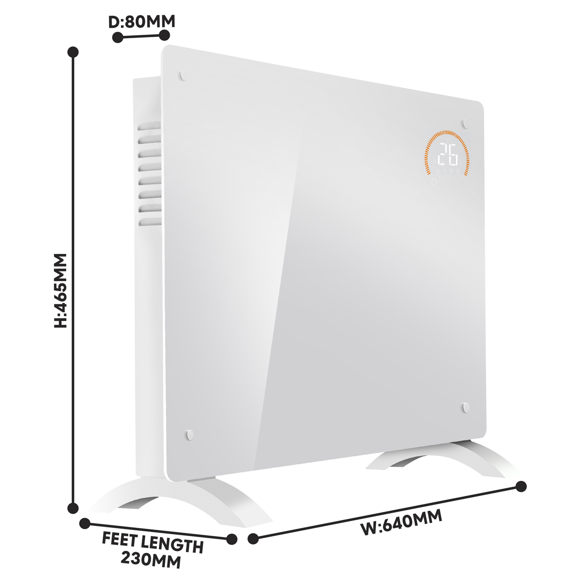 Baridi Electric Glass Panel Heater, 1500W, 24/7 Timer, Wi-Fi Enabled, White (DH138)