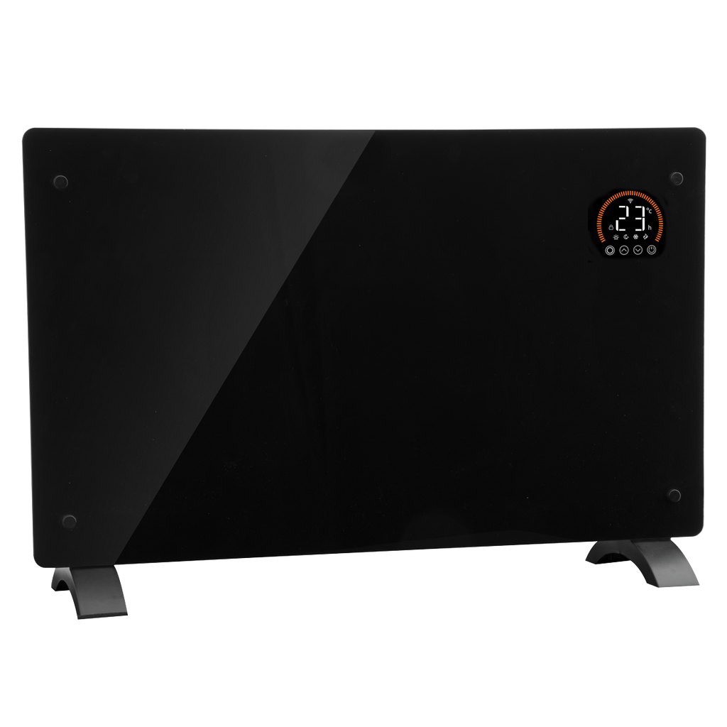 Baridi Electric Glass Panel Heater, 2000W, 24/7 Timer, Wi-Fi Enabled, Black (DH139)