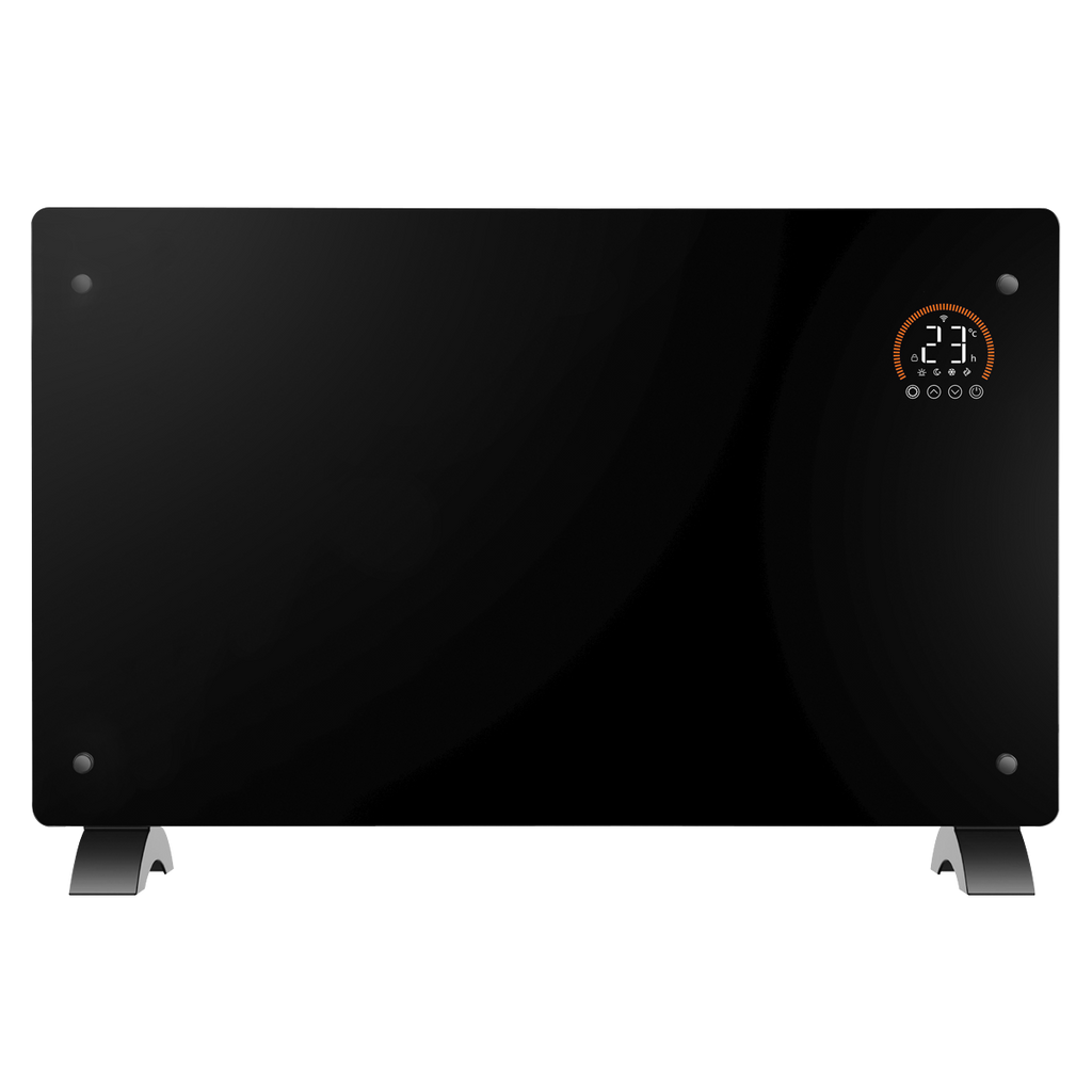 Baridi Electric Glass Panel Heater, 2000W, 24/7 Timer, Wi-Fi Enabled, Black (DH139)