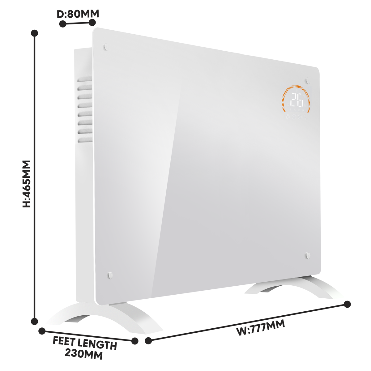 Baridi Electric Glass Panel Heater, 2000W, 24/7 Timer, Wi-Fi Enabled, White (DH140)