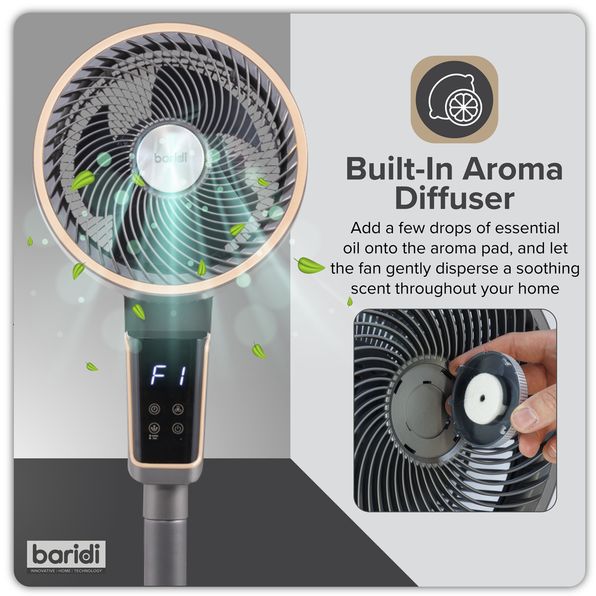 Baridi Pedestal Fan with Remote Control & Timer 12", Grey (DH141)