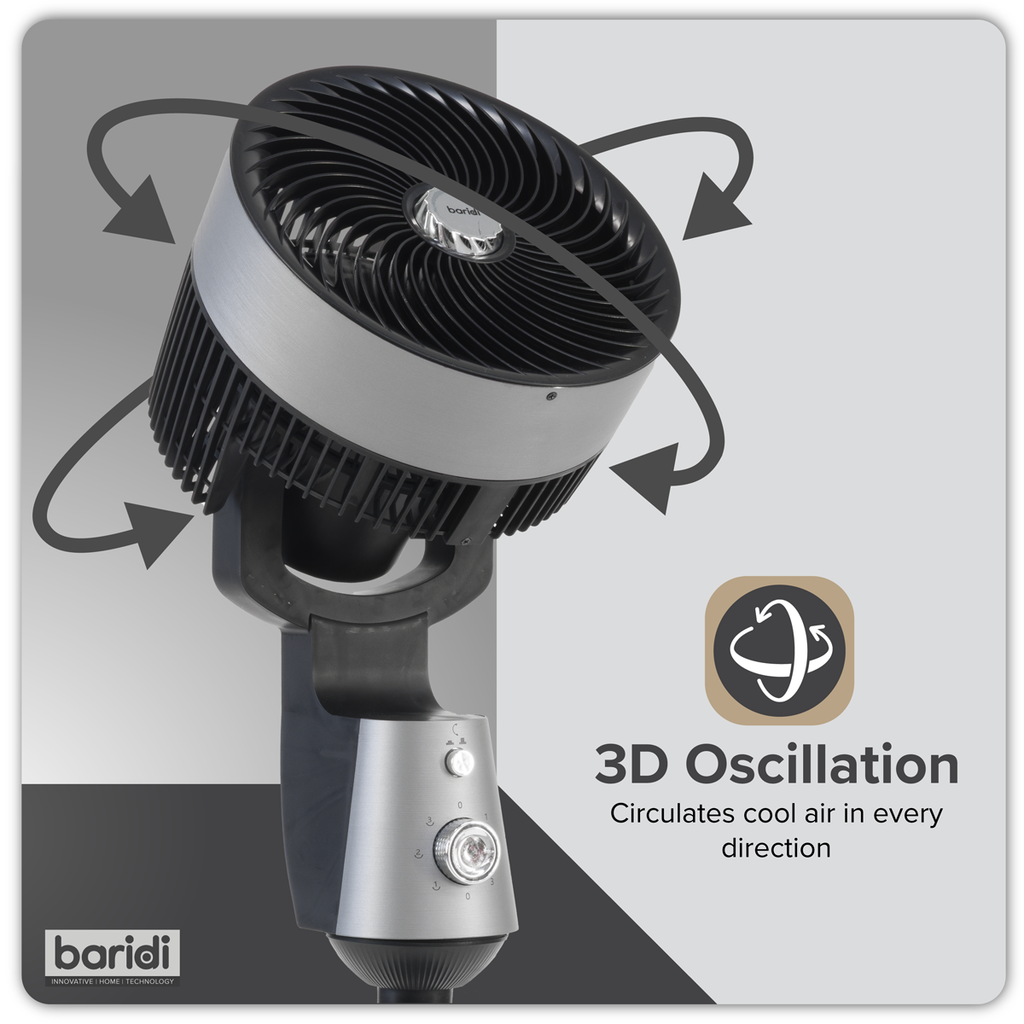 Baridi Pedestal Fan with Manual Control 10", Grey (DH142)