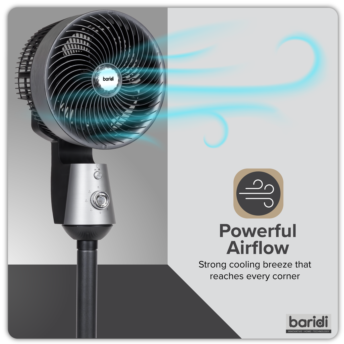 Baridi Pedestal Fan with Manual Control 10", Grey (DH142)