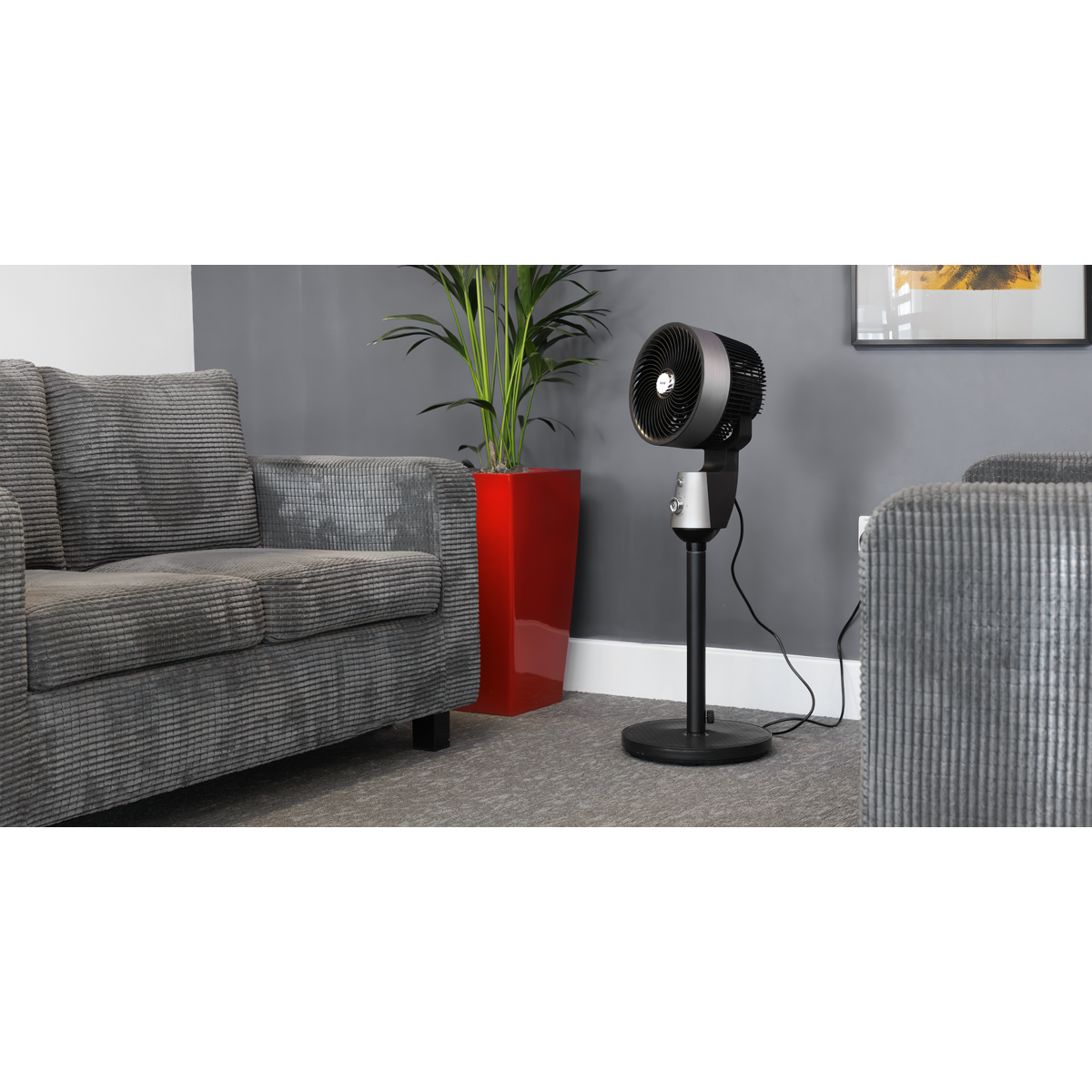 Baridi Pedestal Fan with Manual Control 10", Grey (DH142)