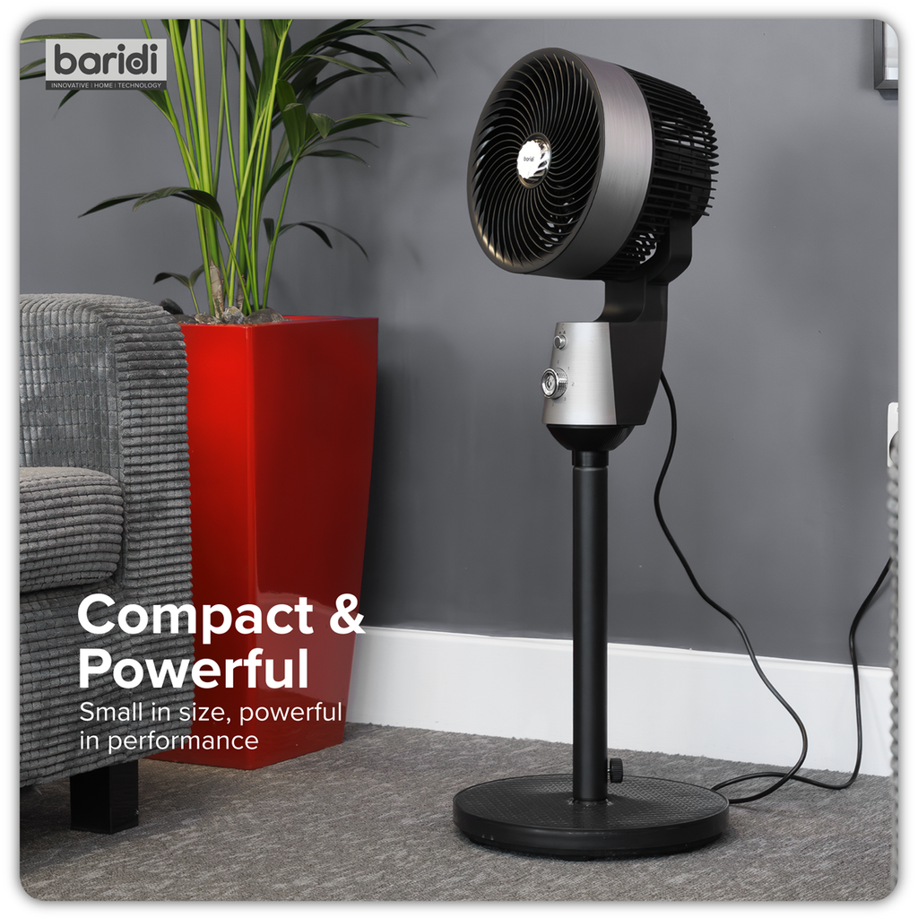 Baridi Pedestal Fan with Manual Control 10", Grey (DH142)