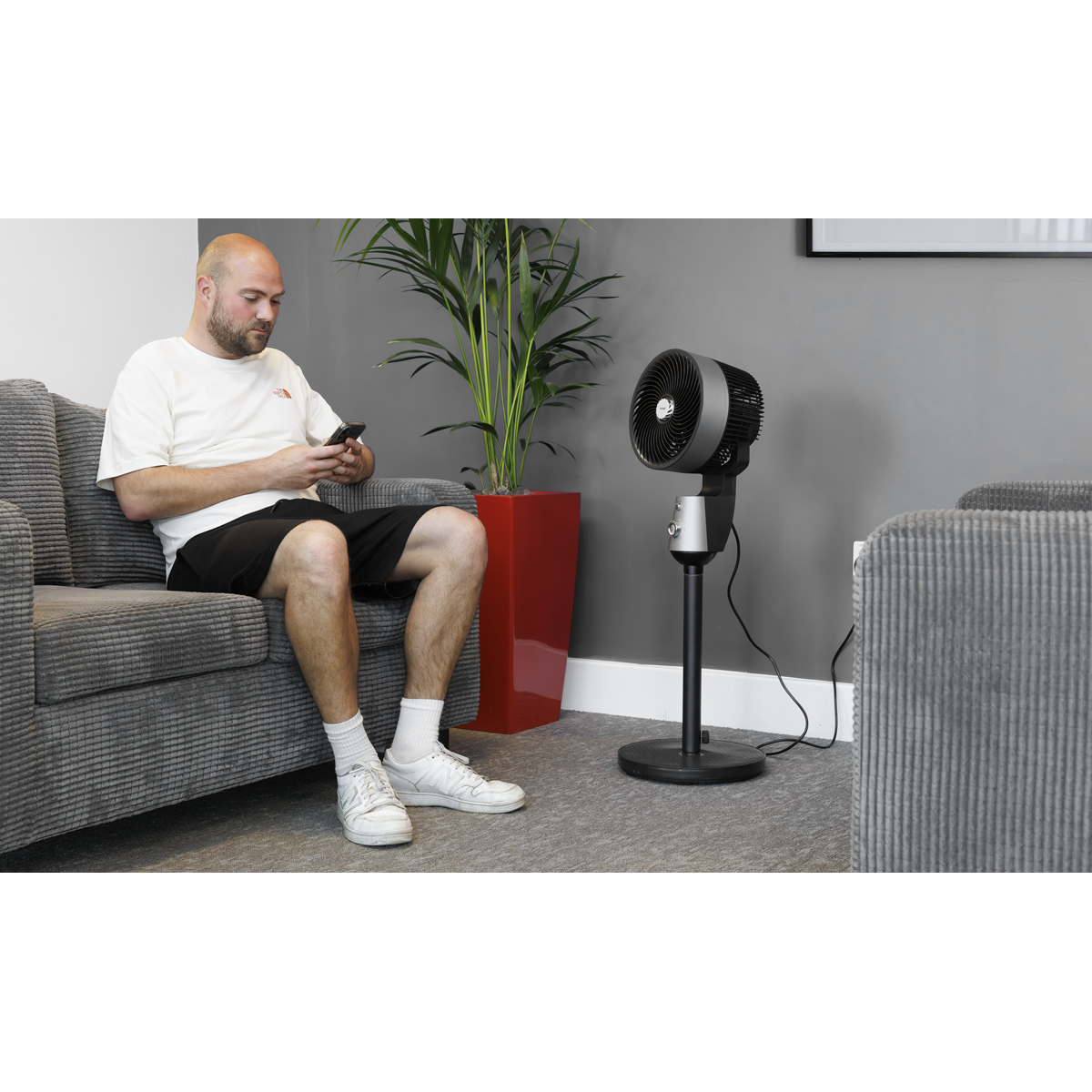 Baridi Pedestal Fan with Manual Control 10", Grey (DH142)
