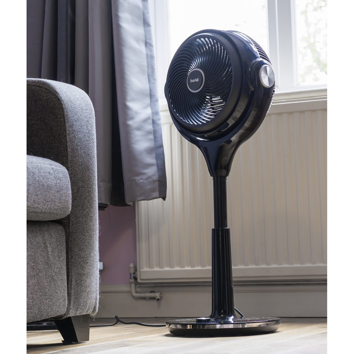 Baridi Pedestal Fan with Remote Control & Timer 10", Black (DH143) (Factory Refurbished B)
