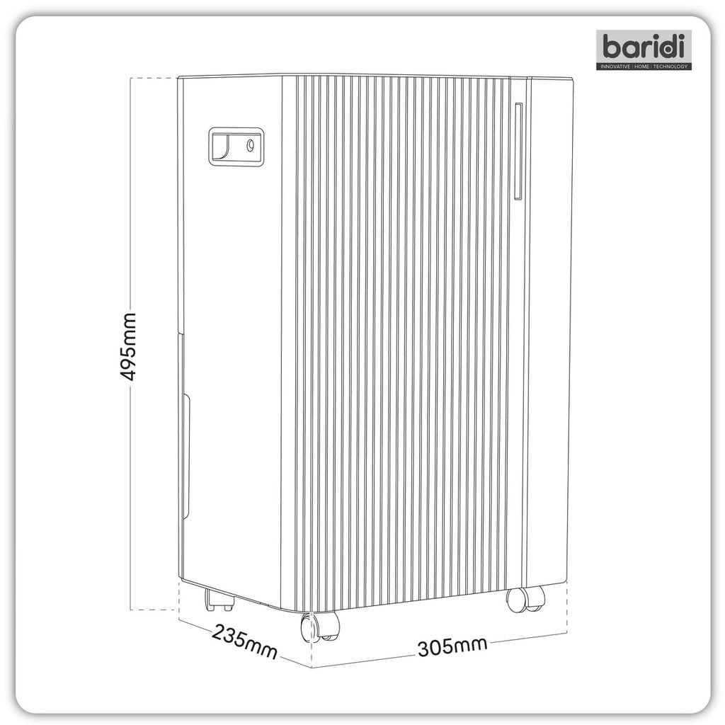 Baridi Dehumidifier with Digital Display & 24hr Timer 20L - White