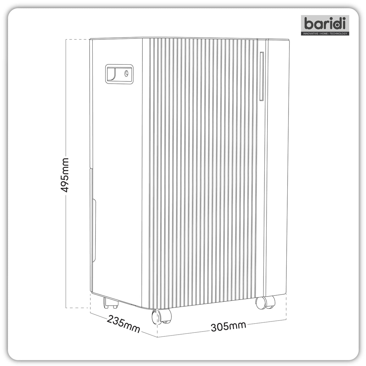 Baridi Dehumidifier with Digital Display & 24hr Timer 20L - White