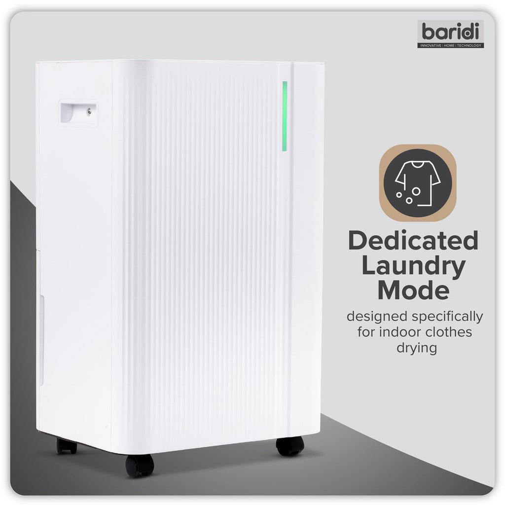 Baridi Dehumidifier with Digital Display & 24hr Timer 20L - White