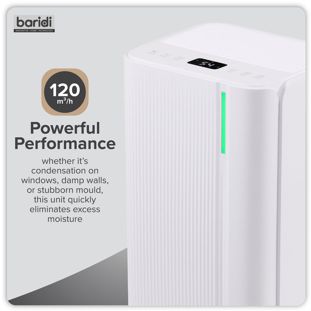 Baridi Dehumidifier with Digital Display & 24hr Timer 20L - White