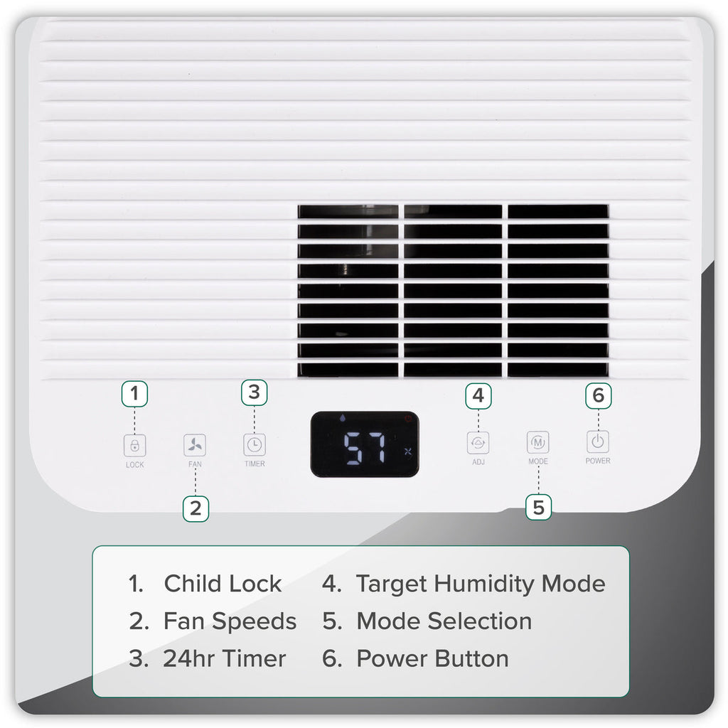Baridi Dehumidifier with Digital Display & 24hr Timer 20L - White