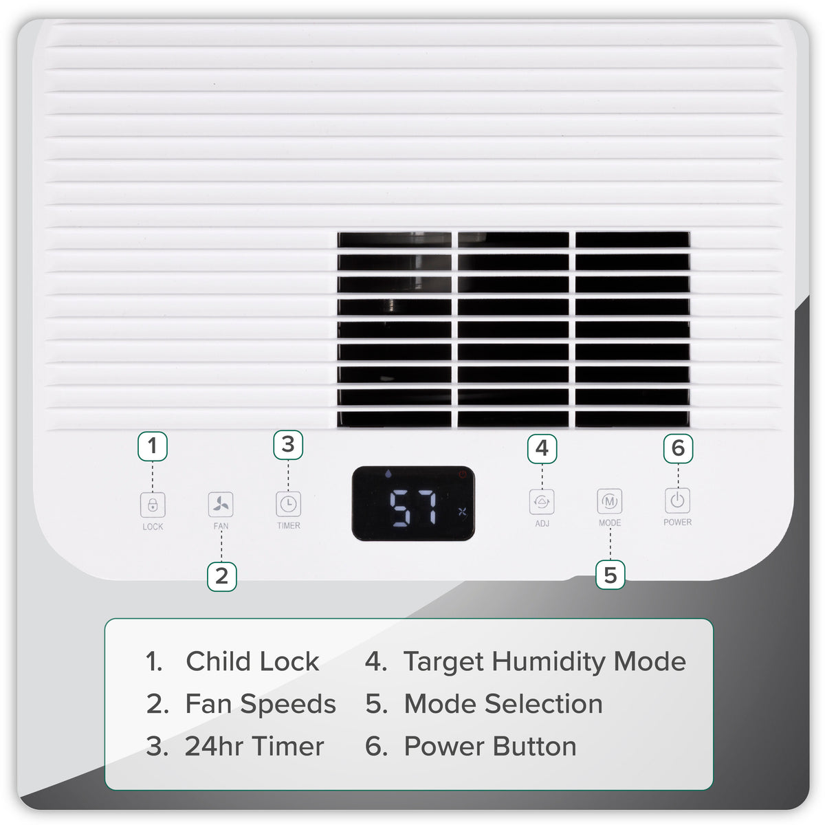 Baridi Dehumidifier with Digital Display & 24hr Timer 20L - White