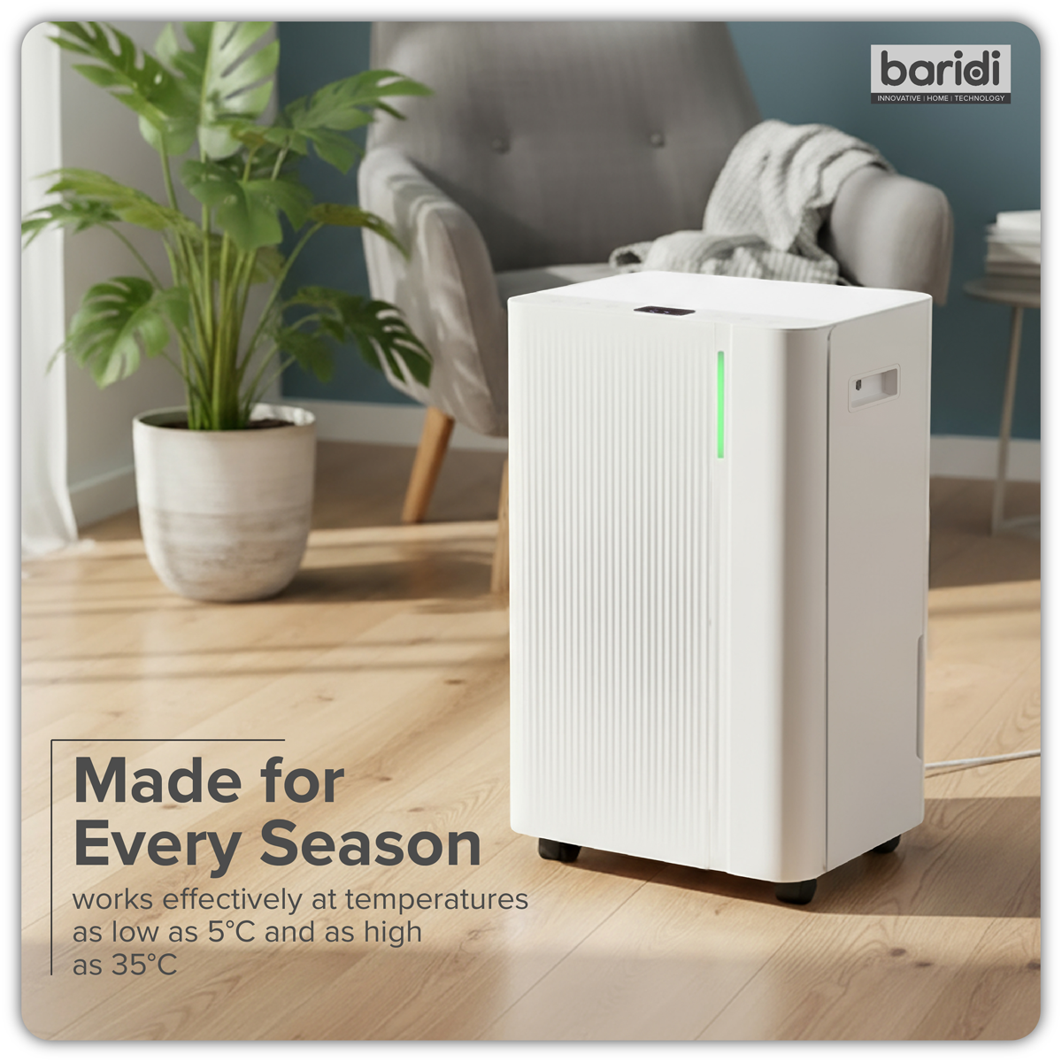 Baridi Dehumidifier with Digital Display & 24hr Timer 20L - White